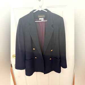 Vintage Casablanca Woolmark Navy/Gold Women 12 Blazer- EUC